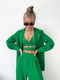 Зелений костюм-трійка: топ, сорочка та штани-палаццо | 6820558 | фото 4