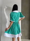 Бірюзова сукня з квітковим принтом та білим коміром | 6820532 | фото 7