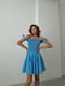 Блакитна сукня А-силуету в квітковий принт з бретелями-зав’язками | 6820541 | фото 7