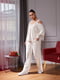 Велюровий молочний костюм: блуза з мереживами та вільні штани | 6821134 | фото 6