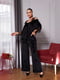 Велюровий чорний костюм: блуза з мереживами та вільні штани | 6821135 | фото 2