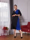 Синьо-чорна А-силуетна сукня-міді “на запа́х” | 6821140 | фото 2