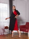 Червоно-чорна А-силуетна сукня-міді “на запа́х” | 6821141 | фото 2