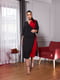 Червоно-чорна А-силуетна сукня-міді “на запа́х” | 6821141 | фото 3