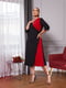 Червоно-чорна А-силуетна сукня-міді “на запа́х” | 6821141 | фото 5