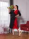 Червоно-чорна А-силуетна сукня-міді “на запа́х” | 6821141 | фото 6