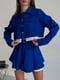 Синій вельветовий костюм: укорочений жакет та вільна міні-спідниця | 6821150 | фото 2