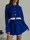 Синій вельветовий костюм: укорочений жакет та вільна міні-спідниця | 6821150 | фото 8