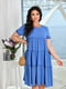 Багатоярусна шифонова сукня синього кольору | 6821209 | фото 3