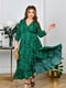 Довга зелена сукня з анімалістичним принтом та поясом “на запах” | 6821210 | фото 3