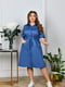 Синя сукня-сорочка із асиметричним подолом | 6821216 | фото 3