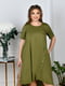 Асиметрична зелена сукня вільного крою | 6821220 | фото 2