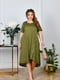Асиметрична зелена сукня вільного крою | 6821220 | фото 3