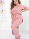 Світло-рожевий костюм батал: блуза з кулісою та штани | 6821238 | фото 2