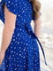 Синя сукня в горох “на запа́х” та рукавами-крильцями | 6821259 | фото 4