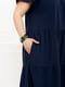 Вільна темно-синя сукня з рукавами-крильцями | 6821299 | фото 4