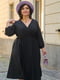 Чорна А-силуетна сукня-міді “на запах” | 6821311 | фото 3