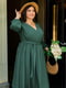 Зелена А-силуетна сукня-міді “на запах” | 6821312 | фото 2