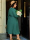 Зелена А-силуетна сукня-міді “на запах” | 6821312 | фото 4