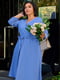 Блакитна А-силуетна сукня-міді “на запах” | 6821313 | фото 2