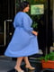 Блакитна А-силуетна сукня-міді “на запах” | 6821313 | фото 4