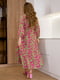 Салатово-рожева сукня-максі в квітковий принт з поясом | 6821319 | фото 3