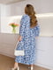 Синьо-біла сукня-максі в квітковий принт з поясом | 6821320 | фото 3