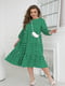 Багатоярусна зелена сукня А-силуету в горошок | 6821337