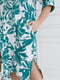 Асиметрична бірюзова сукня-сорочка з принтом та поясом | 6821347 | фото 3