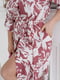 Асиметрична сукня-сорочка лососевого кольору з принтом та поясом | 6821348 | фото 3
