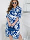 Асиметрична синя сукня-сорочка з принтом та поясом | 6821350 | фото 2
