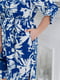 Асиметрична синя сукня-сорочка з принтом та поясом | 6821350 | фото 3