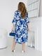 Асиметрична синя сукня-сорочка з принтом та поясом | 6821350 | фото 4
