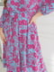 Блакитно-малинова сукня А-силуету в квітковий принт | 6821355 | фото 3