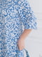Вільна блакитна сукня-міді в квітковий принт з поясом | 6821359 | фото 3