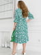 Вільна зелена сукня-міді в квітковий принт з поясом | 6821360 | фото 4
