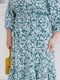 Вільна сукня-міді м’ятного кольору в квітковий принт з поясом | 6821361 | фото 3