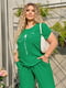 Зелений костюм із крепу: футболка з принтом та вільні штани | 6821374 | фото 2