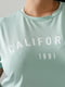 Базова футболка м’ятного кольору з написом California | 6821480 | фото 4