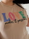 Базова бежева футболка з принтом Love | 6821487 | фото 3