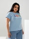 Базова блакитна футболка з принтом Love | 6821488 | фото 2