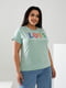 Базова футболка м’ятного кольору з принтом Love | 6821491 | фото 3