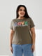 Базова футболка кольору хакі з принтом Love | 6821493 | фото 2