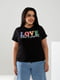Базова чорна футболка з принтом Love | 6821494 | фото 2