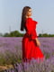 Платье льняное красное с рукавом-епископ | 6506536 | фото 4
