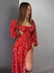 Летнее красное платье в цветочный принт | 6821576 | фото 3