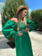Зеленое льняное платье с рукавом-"епископ" | 6821578 | фото 3