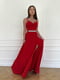 Красное платье в пол с разрезом на ноге | 6821582