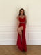 Красное платье в пол с разрезом на ноге | 6821582 | фото 5