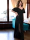 Длинное черное платье макси с V-образным вырезом и разрезом по бокам | 6821593 | фото 3